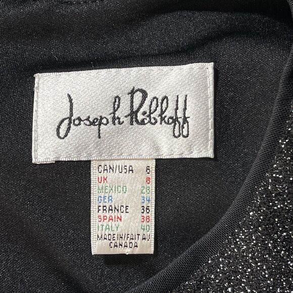 Joseph Ribkoff SZ 6 Bodycon Dress Scoop Neck 3/4 Sleeve Stretch Sparkly Glitter - Picture 8 of 10